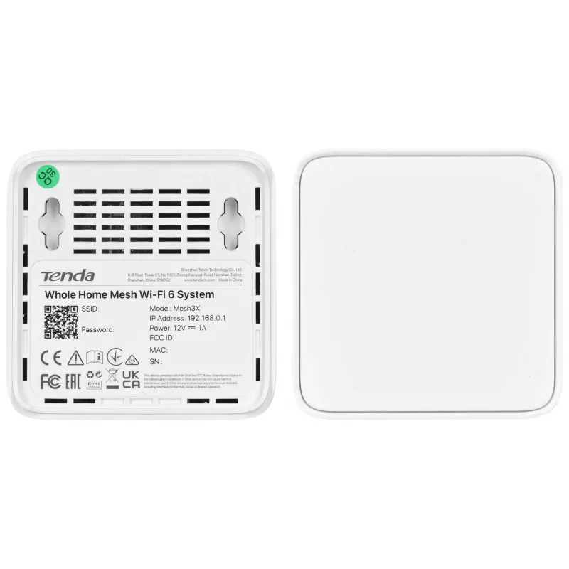 Sistema Mesh WLAN TENDA EX3-3, pack de 3, Dualband 2,4/5 GHz, Wi‑Fi 6, até 1201+300 Mbit/s, 2 antenas internas, WPA3