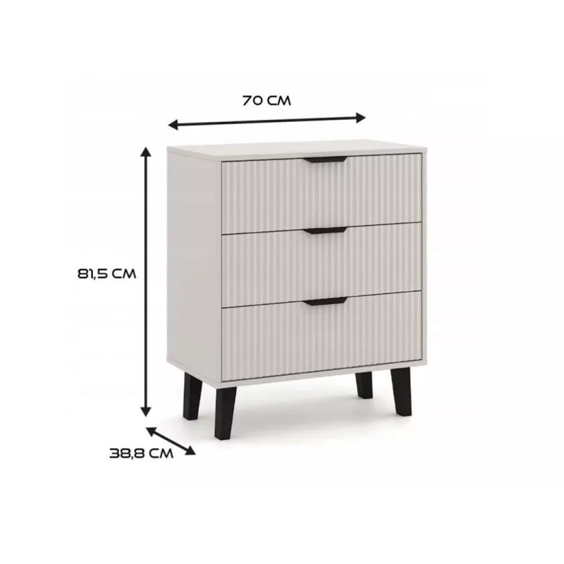 Cómoda estreita SCANDI 3S, cor caxemira