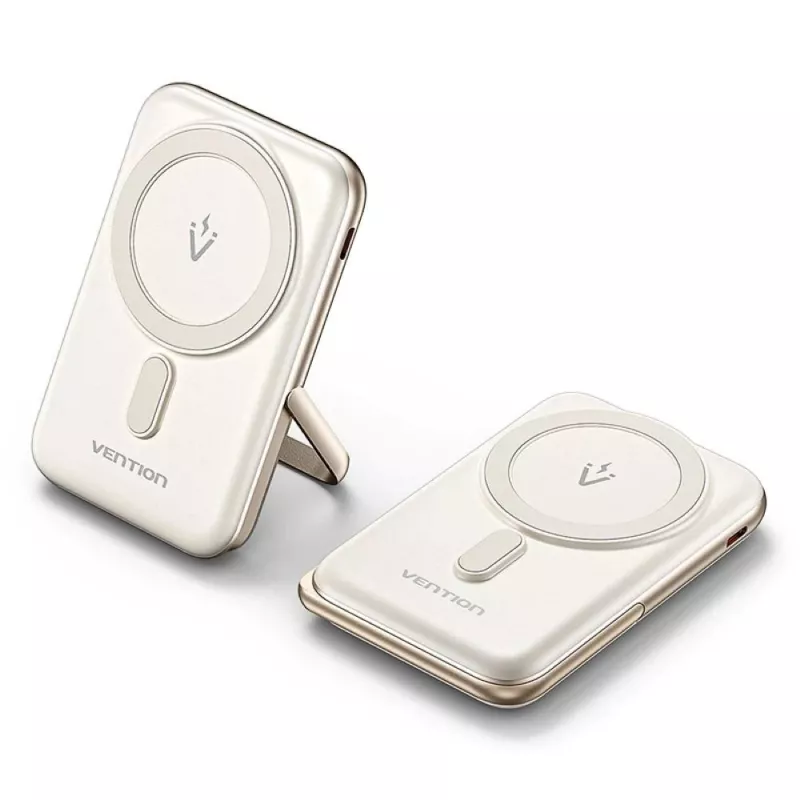 Powerbank Vention 10000mAh magnética sem fios 20W — 10000 mAh, saída 3 A, USB-C, branco
