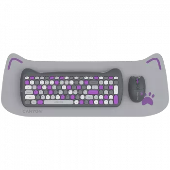 Conjunto de teclado e rato sem fios CANYON HSET-W6 Kitty Edition – violeta