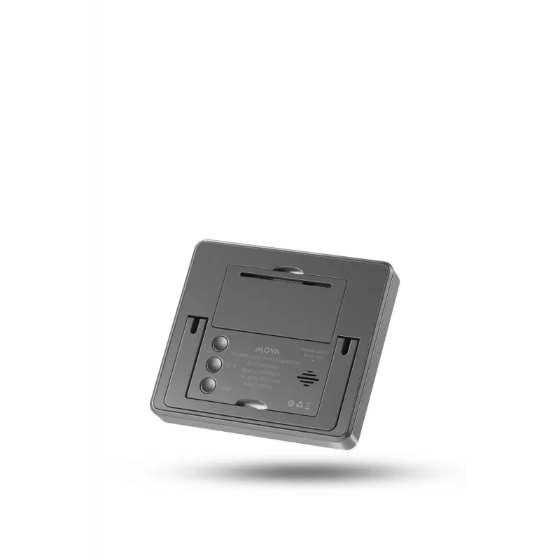 Higrómetro, termómetro e relógio combinados MOVA MTHM01 – unidade interior digital para medir a humidade relativa e a temperatura, compacta para secretária, prateleira ou parede