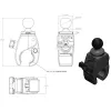RAM Mounts RAP-B-400U Tough-Claw base de braçadeira pequena com esfera de 1 polegada (2,54 cm), para barras de 0,625–1,14 polegadas