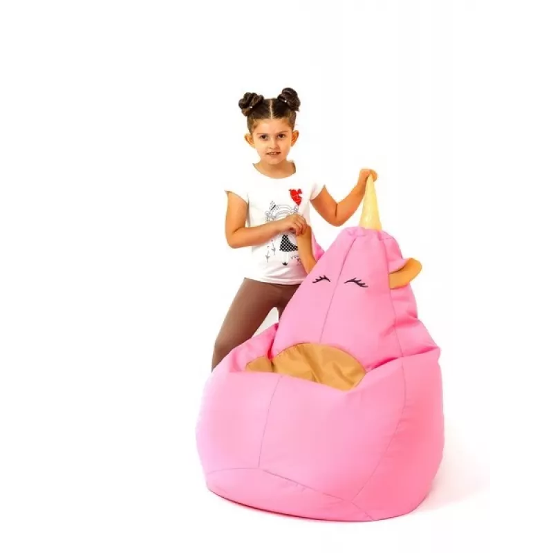 Pufe saco Sako unicórnio rosa XL 130 x 90 cm