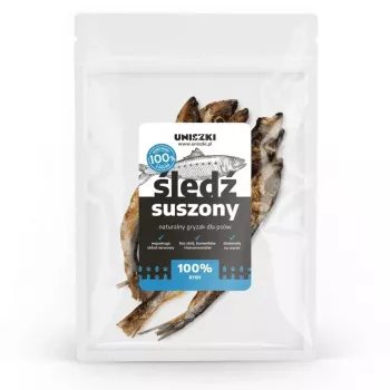 Petisco para cães UNISZKI Arenque seco 50 g — sabor peixe, saco de 50 g, iguaria natural firme