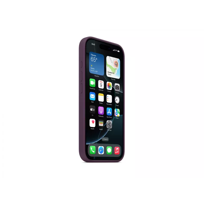 Apple iPhone 16 Pro Capa de silicone com MagSafe - Ameixa