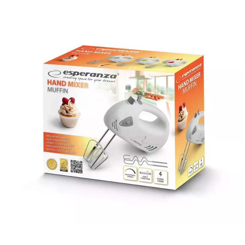 Batedeira manual Esperanza MIKSER RÄCZNY MUFFIN EKM007WE 150W