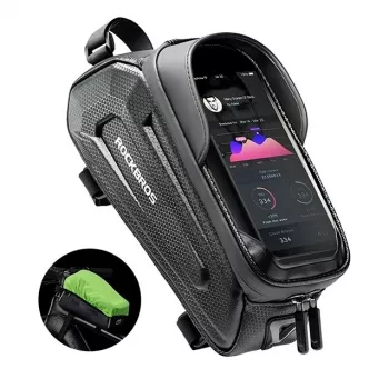 Rockbros B68 Bolsa de quadro de bicicleta com bolso para telemóvel 1,7 l preta