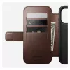 Capa para telemóvel Nomad Modern Leather Folio para iPhone 17 Pro, pele/alumínio, 16 cm (6,3 polegadas) castanha, 4 compartimentos para cartões