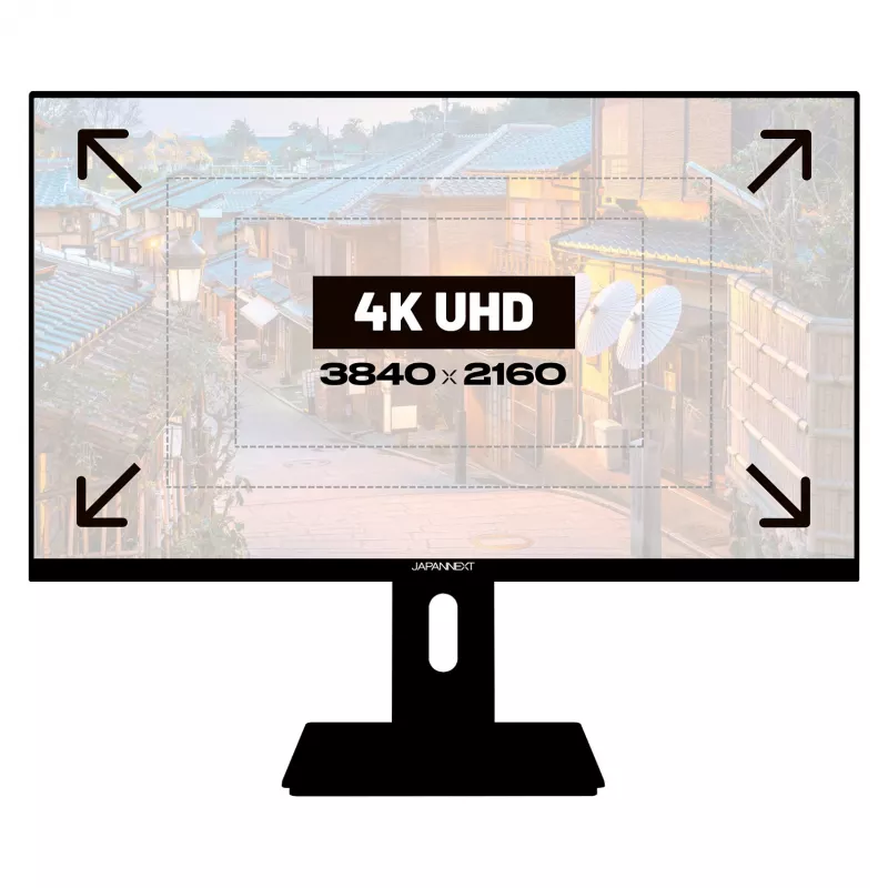 JAPANNEXT Monitor 4K UHD 60,45cm (23,8) 3840x2160 píxeis, Painel IPS, 8 ms, 60 Hz, AMD FreeSync, HDMI, DisplayPort (JN-IPS2380UHDR-C65W-HSP)