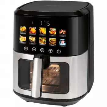 Fritadeira de ar quente ProfiCook PC-FR 1286 H — 6,5 l, 1700 W, frente em aço inoxidável, preto