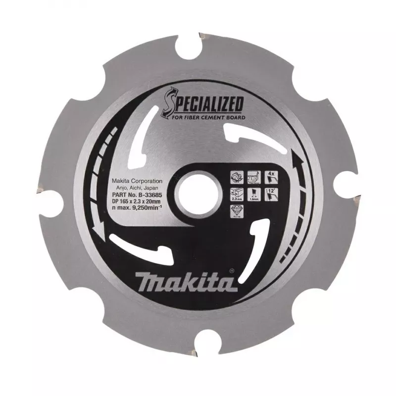 MAKITA DISCO DE SERRA CIRCULAR 165x20x4Z ESPECIALIZADO PARA PLACAS DE FIBROCIMENTO