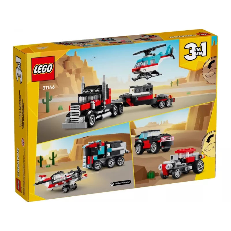 LEGO Creator 3-in-1 31146 Camião de Plataforma com Helicóptero