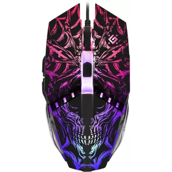 Rato gaming DEFENDER GM-670L ambidestro ótico, 2400 DPI, 5 botões, com fios, preto, RGB