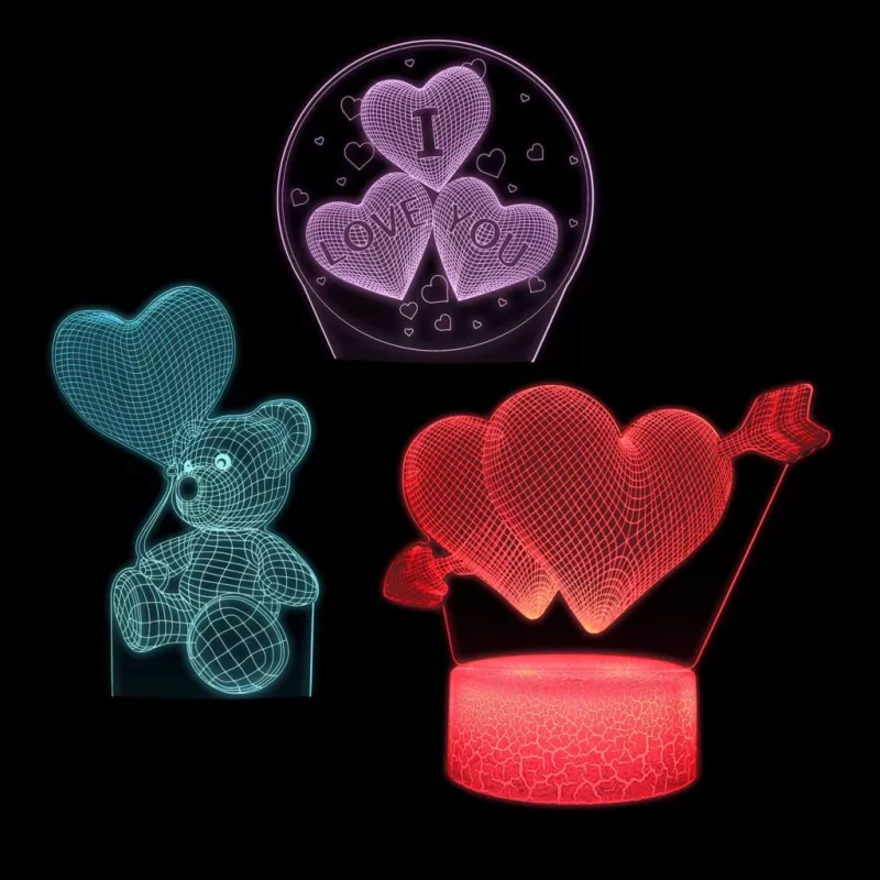 Conjunto de lâmpada LED decorativa Manta SNL115RGB RGB 3D coração