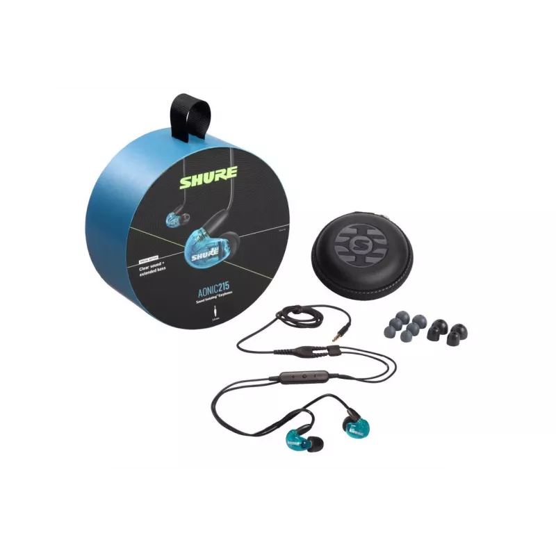 Shure AONIC 215 - Auscultadores in-ear com driver único e cabo de 3,5 mm (azul)