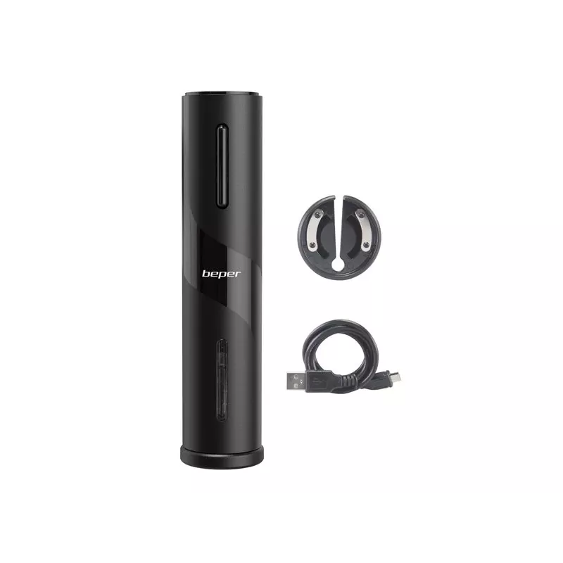 Beper P102ACP100 saca-rolhas elétrico recarregável, USB, preto