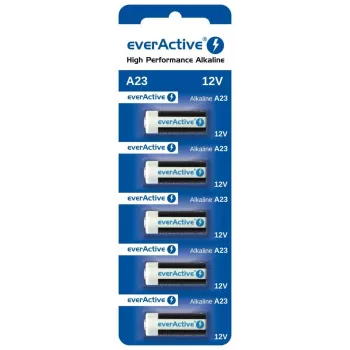 Pack de pilhas alcalinas everActive A23 12V, 5 unid. blister — para comandos e pequena eletrónica