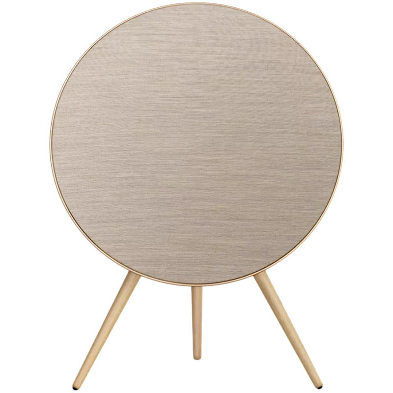 Altifalante Beosound A9 5.ª geração Gold Tone (traseira areia/tampa dourada/pés carvalho claro)