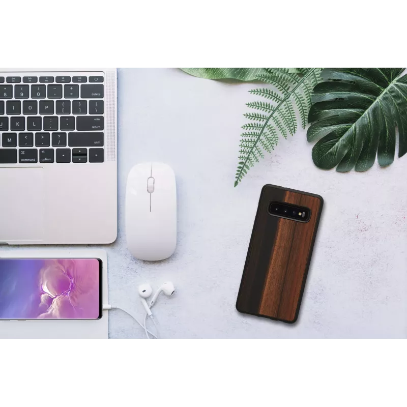 Capa para smartphone Man and Wood para Samsung Galaxy S10 — ébano preto, parte traseira protetora em madeira e para-choques