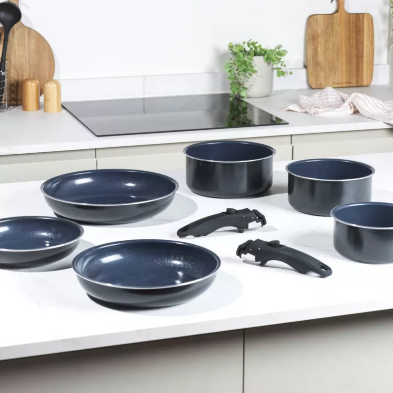 Conjunto de panelas Russell Hobbs RH03321EU7 — 8 peças, antiaderente, apto para máquina de lavar loiça