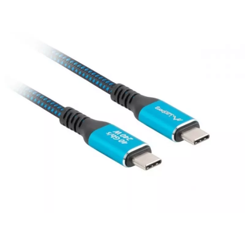 Cabo USB-C LANBERG CA-CMCM-45CU-0010-BK 1 m, 240 W de potência, vídeo 8K@60Hz