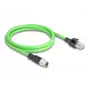 Cabo de rede DeLOCK M12 codificado X 8 pinos ficha macho para ficha RJ45 PUR (TPU) 1 m