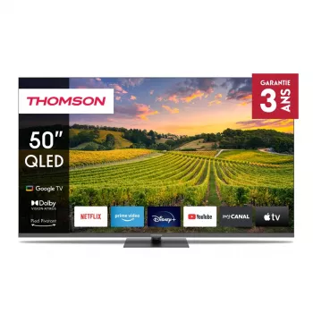 Televisor THOMSON 50QG5C14 50 polegadas QLED 4K Ultra HD (3840×2160), Google TV, Wi‑Fi, cinzento