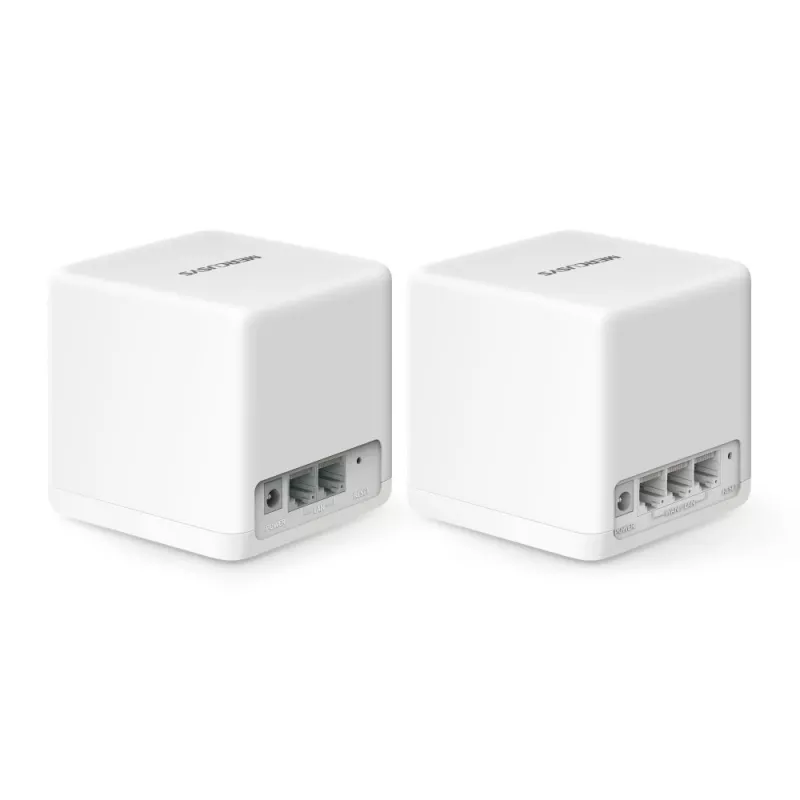 Sistema mesh MERCUSYS Halo H60X (pack de 2) Wi-Fi 6 dual band, 1500 Mbit/s, até 350 m², 2x LAN, antenas internas, branco