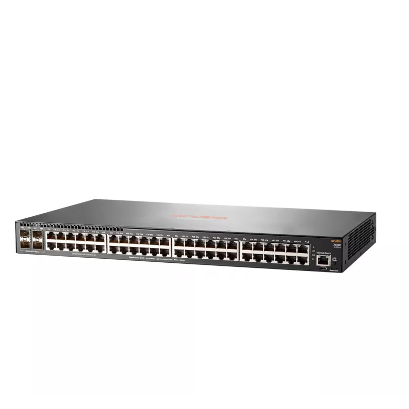 HPE - Série Aruba - Switch - 2930F 48G 4SFP+ - L3 - gerido - 48 x 10/100/1000 + 4 x 1 Gigabit/10 Gigabit SFP+ (Uplink) - montagem em rack