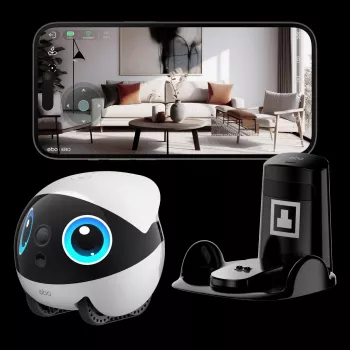 Robô Wi‑Fi Enabot EBO Air2 Plus — bateria de 5000 mAh, 111 mm de altura, companheiro para animais de estimação e robô de vigilância para interior
