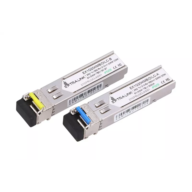 Módulo SFP Extralink SFP WDM 1.25G, 1.25Gbit/s, 1310/1550nm, Monomodo, 20km, LC, DOM, Par