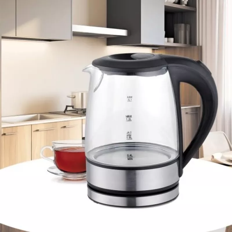 Maestro MR-062-BLACK chaleira elétrica de vidro, 1630 W, 1,2 L