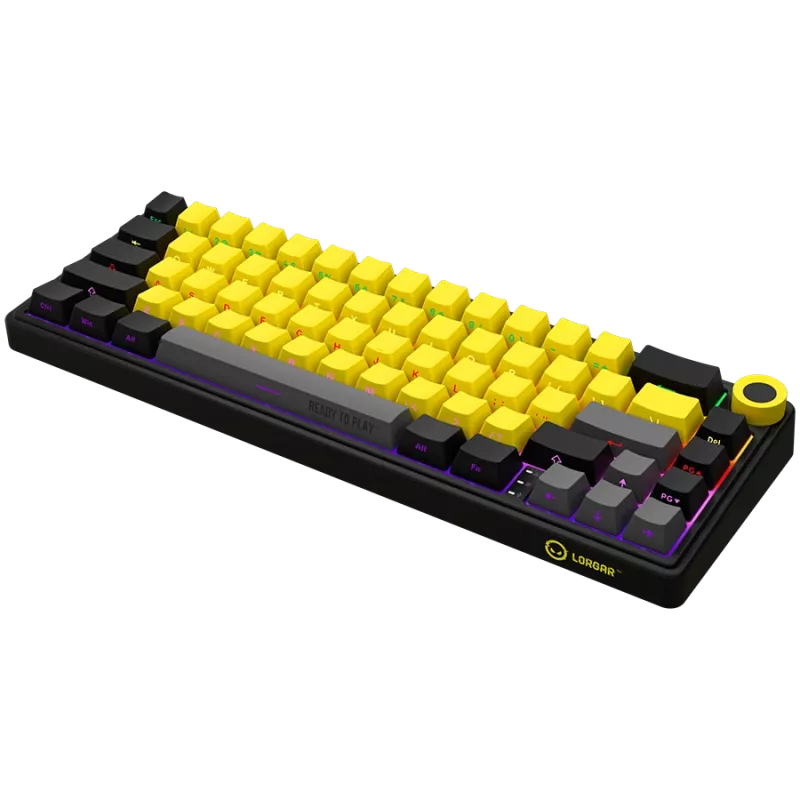 Teclado de gaming mecânico LORGAR KBP70MW 65% preto amarelo layout EN