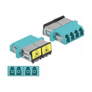 Acoplador de fibra ótica DeLOCK 86905 LC quad fêmea para LC quad fêmea multimodo aqua