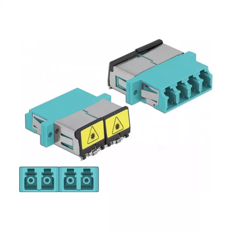 Acoplador de fibra ótica DeLOCK 86905 LC quad fêmea para LC quad fêmea multimodo aqua