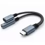 Adaptador 2 em 1 USB-C para USB-C e jack de 3,5 mm PD 15W