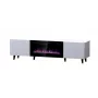 Móvel de TV Cama Meble PAFOS EF com lareira elétrica 180×42×49 cm, branco mate