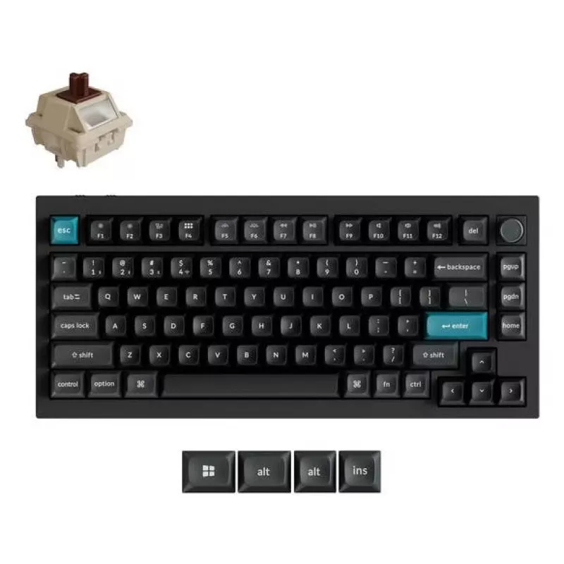 Teclado mecânico 75% Keychron Q1 Ultra 8K – USB + RF sem fios + Bluetooth, RGB, preto