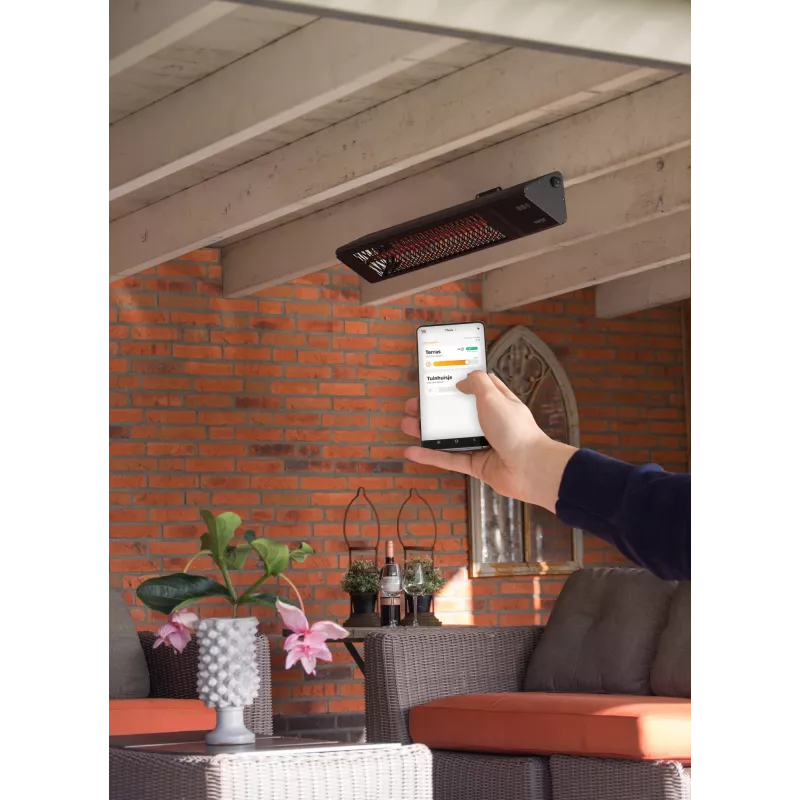 Aquecedor infravermelhos SUNRED PRO25W-SMART, montagem na parede triangular escuro, 2500 W, preto, IP55
