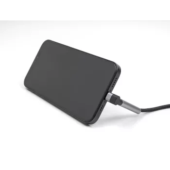 Cabo de carregamento e dados USB Type-C para Lightning com ficha angular e função de suporte, DELOCK 1,5 m, 9 V 3 A (MFi)
