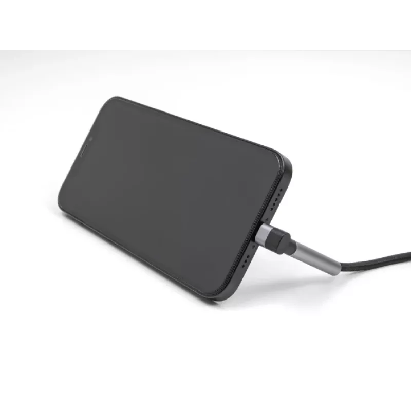 Cabo de carregamento e dados USB Type-C para Lightning com ficha angular e função de suporte, DELOCK 1,5 m, 9 V 3 A (MFi)