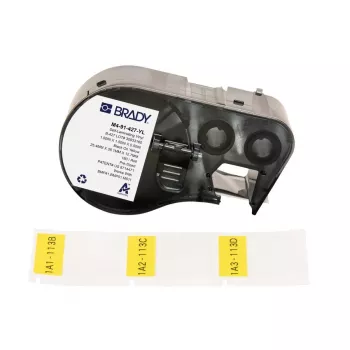 Brady, M4-91-427-YL, vinil autolaminado, amarelo/transparente, 25,40 x 12,70(38,10) mm, permanente, para diâmetro de cabo de 4,00 - 8,10 mm (180 unid.) (170746)