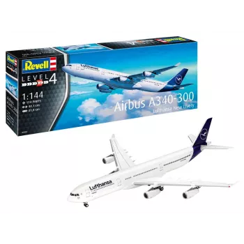 Maquete em plástico REVELL Airbus A340-300 Lufthansa New Livery escala 1:144