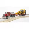 Camião articulado de brincar com acessório JCB 4CX, BRUDER, modelo BR-02813, construção em ABS, multicolor
