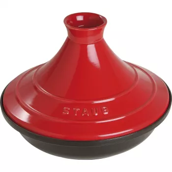 Staub Tajine 28 cm, panela de ferro fundido, esmalte vermelho-preto
