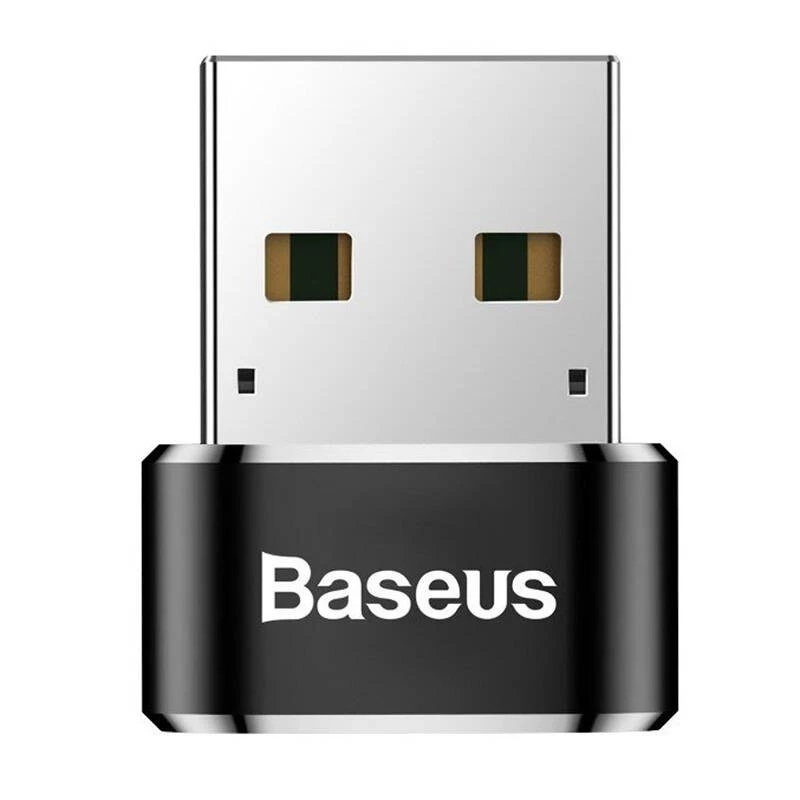 Adaptador conversor Baseus ficha USB para conector fêmea USB-C preto