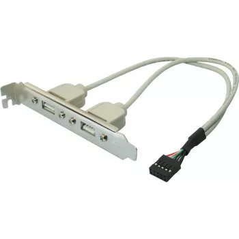 Suporte de montagem interno USB 2.0 ShiverPeaks 75620 com 2 conectores Type-A e ficha de placa-mãe de 10 pinos
