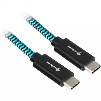 Cabo USB 3.2 Gen 2, ficha USB-C > ficha USB-C (preto/azul-claro, 0,5 metros, com manga)