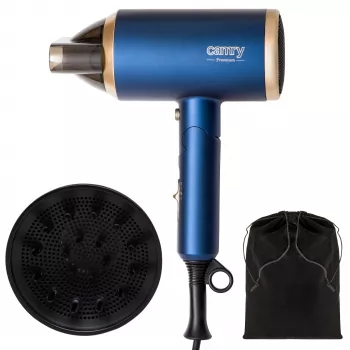 Camry | Secador de cabelo | CR 2268 | 1800 W | 2 níveis de temperatura | Função iónica | Difusor | Azul/Dourado