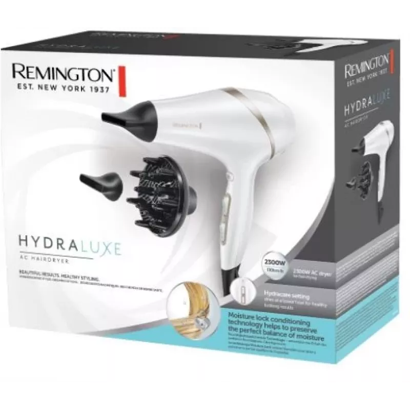 Secador de cabelo Remington AC8901 HYDRAlux 2300 W 3 níveis de temperatura Função iónica Difusor Branco